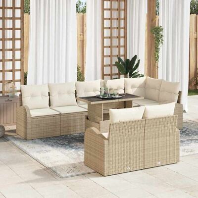 vidaXL Gartensofa-set 9 Stk. Beige Poly Rattan Beige vidaXL Gartensofa-set 9 Stk. Beige Poly Rattan Beige