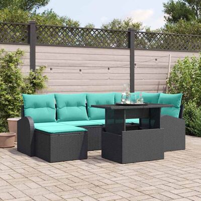 vidaXL Gartensofa-set 7 Stk. Schwarz Poly Rattan Schwarz vidaXL Gartensofa-set 7 Stk. Schwarz Poly Rattan Schwarz