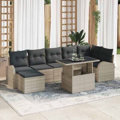 vidaXL Gartensofa-set 8 Stk. Hellgrau Poly Rattan Hellgrau vidaXL Gartensofa-set 8 Stk. Hellgrau Poly Rattan Hellgrau