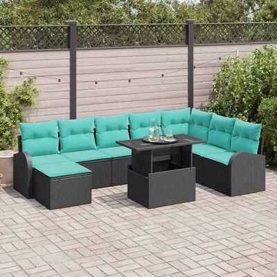 vidaXL Gartensofa-set 9 Stk. Schwarz Poly Rattan Schwarz vidaXL Gartensofa-set 9 Stk. Schwarz Poly Rattan Schwarz