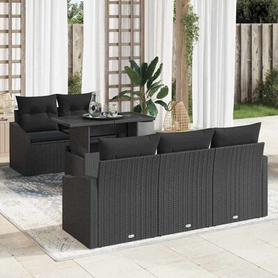 vidaXL Garten-Sofa-Set 6 Stk. Schwarz Poly-Rattan Schwarz vidaXL Garten-Sofa-Set 6 Stk. Schwarz Poly-Rattan Schwarz