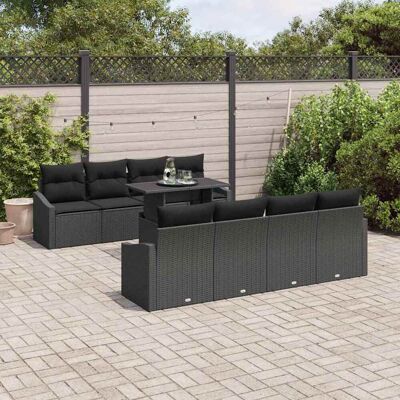 vidaXL Garten-Sofa-Set 9 Stk. Schwarz Poly-Rattan Schwarz vidaXL Garten-Sofa-Set 9 Stk. Schwarz Poly-Rattan Schwarz