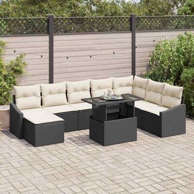 VIDAXL - Garten-Sofaset 9-tlg mit Kissen Schwarzes Rattan VIDAXL - Garten-Sofaset 9-tlg mit Kissen Schwarzes Rattan