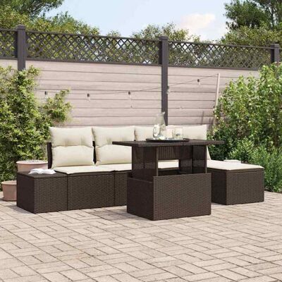 vidaXL Gartensofa-set 6 Stk. Braun Poly-Rattan Braun vidaXL Gartensofa-set 6 Stk. Braun Poly-Rattan Braun