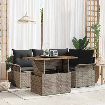 vidaXL Garten-Sofa-Set 5 stk. Grau Poly Rattan Grau vidaXL Garten-Sofa-Set 5 stk. Grau Poly Rattan Grau