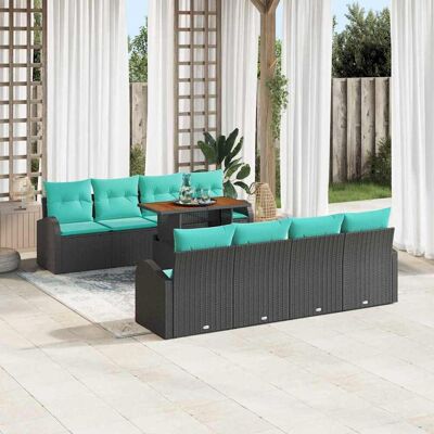 vidaXL Garten-Sofa-Set 9 Stk. Schwarz Poly Rattan Schwarz vidaXL Garten-Sofa-Set 9 Stk. Schwarz Poly Rattan Schwarz