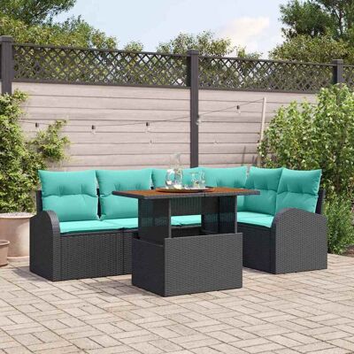 vidaXL Garten-Sofa-Set 6 Stk. Schwarz Poly Rattan Schwarz vidaXL Garten-Sofa-Set 6 Stk. Schwarz Poly Rattan Schwarz