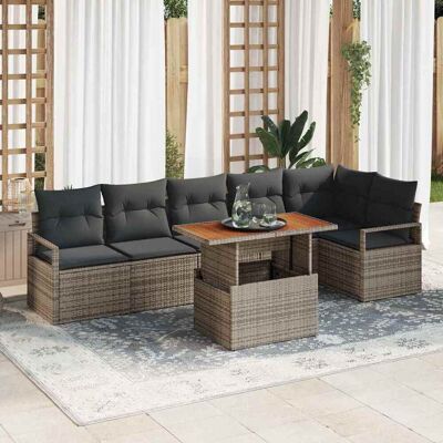 vidaXL Garten-Sofa-Set 7 Stk. Grau Poly Rattan Grau vidaXL Garten-Sofa-Set 7 Stk. Grau Poly Rattan Grau