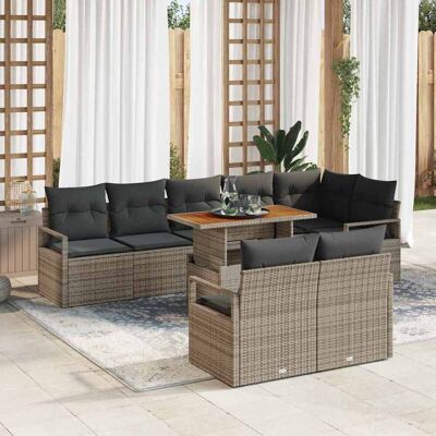 vidaXL Garten-Sofa-Set 9 stk. Grau Poly Rattan Grau vidaXL Garten-Sofa-Set 9 stk. Grau Poly Rattan Grau