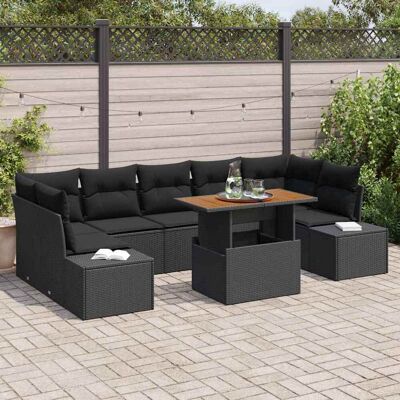 Vidaxl Gartensofa-Set 8 Stück Schwarz Rattan - Gartenmöbel Vidaxl Gartensofa-Set 8 Stück Schwarz Rattan - Gartenmöbel