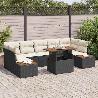 vidaXL Garten-Sofa-Set 8 stk. Schwarz Poly Rattan Schwarz vidaXL Garten-Sofa-Set 8 stk. Schwarz Poly Rattan Schwarz