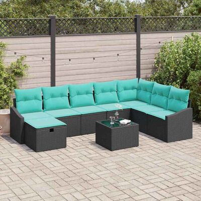 vidaXL Gartensofa-set 9 Stk. Poly-Rattan Beige vidaXL Gartensofa-set 9 Stk. Poly-Rattan Beige