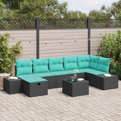 vidaXL Gartensofa-set 8 Stk. Schwarz Poly-Rattan Schwarz vidaXL Gartensofa-set 8 Stk. Schwarz Poly-Rattan Schwarz