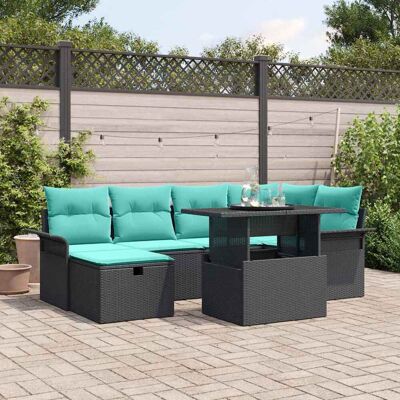 vidaXL Gartensofa-set 7 Stk. Schwarz Poly-Rattan Schwarz vidaXL Gartensofa-set 7 Stk. Schwarz Poly-Rattan Schwarz