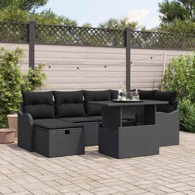 vidaXL Gartensofa-set 7 Stk. Schwarz Poly-Rattan Schwarz vidaXL Gartensofa-set 7 Stk. Schwarz Poly-Rattan Schwarz