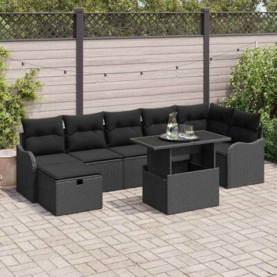 vidaXL Garten-Sofa-Set 8 stk. Schwarz Poly Rattan Schwarz vidaXL Garten-Sofa-Set 8 stk. Schwarz Poly Rattan Schwarz