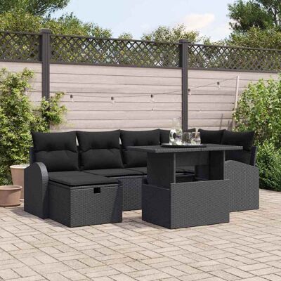 vidaXL Gartensofa-set 7 Stk. Schwarz Poly-Rattan Schwarz vidaXL Gartensofa-set 7 Stk. Schwarz Poly-Rattan Schwarz