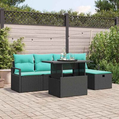 vidaXL Gartensofa-set 6 Stk. Schwarz Poly-Rattan Schwarz vidaXL Gartensofa-set 6 Stk. Schwarz Poly-Rattan Schwarz