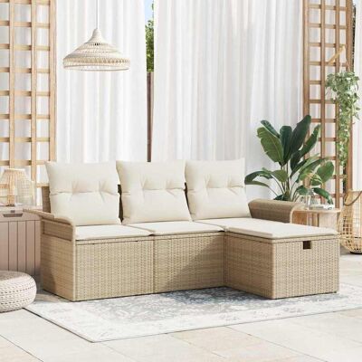 vidaXL Gartensofa-set 4 stk. Poly Rattan Beige vidaXL Gartensofa-set 4 stk. Poly Rattan Beige