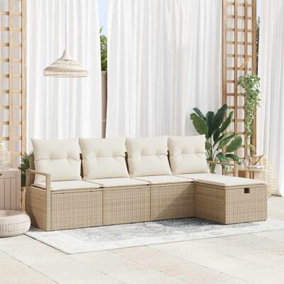 vidaXL Gartensofa-set 5 Stk. Beige Poly-Rattan Beige vidaXL Gartensofa-set 5 Stk. Beige Poly-Rattan Beige