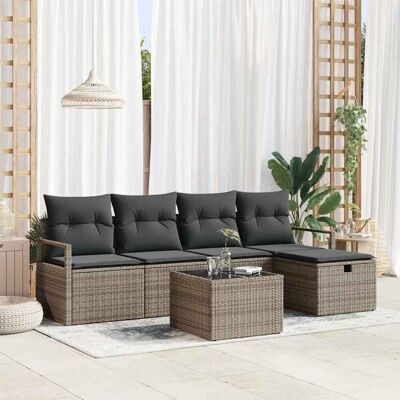 vidaXL Gartensofa-set 6 stk. Grau Poly-Rattan Grau vidaXL Gartensofa-set 6 stk. Grau Poly-Rattan Grau