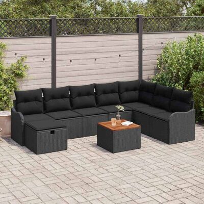 vidaXL Gartensofa-set 9 Stk. Schwarz Poly Rattan Schwarz vidaXL Gartensofa-set 9 Stk. Schwarz Poly Rattan Schwarz