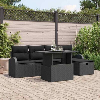 vidaXL Gartensofa-set 6 Stk. Schwarz Poly-Rattan Schwarz vidaXL Gartensofa-set 6 Stk. Schwarz Poly-Rattan Schwarz