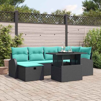 vidaXL Gartensofa-set 7 Stk. Schwarz Poly-Rattan Schwarz vidaXL Gartensofa-set 7 Stk. Schwarz Poly-Rattan Schwarz