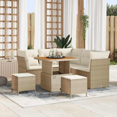 vidaXL Gartensofa-set 8 pcs Beige Poly-Rattan Beige vidaXL Gartensofa-set 8 pcs Beige Poly-Rattan Beige