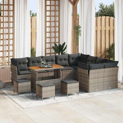 vidaXL Gartensofa-set 13 Stk. Grau Poly-Rattan Grau vidaXL Gartensofa-set 13 Stk. Grau Poly-Rattan Grau