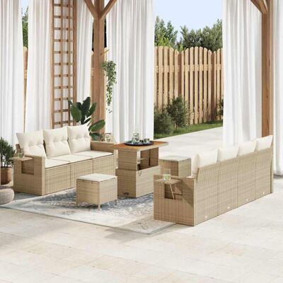 vidaXL Garten-Sofa-Set 10 pcs Beige Poly-Rattan Beige vidaXL Garten-Sofa-Set 10 pcs Beige Poly-Rattan Beige