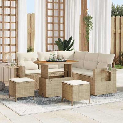 vidaXL Gartensofa-set 8 Stk. Beige Poly-Rattan Beige vidaXL Gartensofa-set 8 Stk. Beige Poly-Rattan Beige