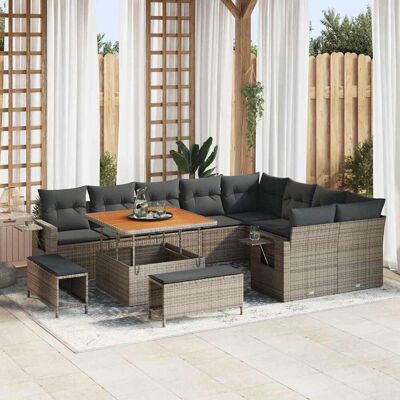 vidaXL Gartensofa-set 12 pcs Grau Poly-Rattan Grau vidaXL Gartensofa-set 12 pcs Grau Poly-Rattan Grau