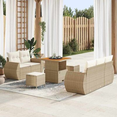 vidaXL Gartensofa-set 8 Stk. Beige Poly-Rattan Beige vidaXL Gartensofa-set 8 Stk. Beige Poly-Rattan Beige