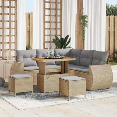 vidaXL Gartensofa-set 8 pcs Beige Poly-Rattan Beige vidaXL Gartensofa-set 8 pcs Beige Poly-Rattan Beige