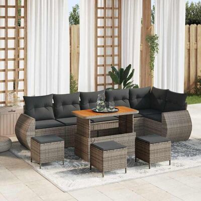 vidaXL Gartensofa-set 10 stk. Grau Poly-Rattan Grau vidaXL Gartensofa-set 10 stk. Grau Poly-Rattan Grau