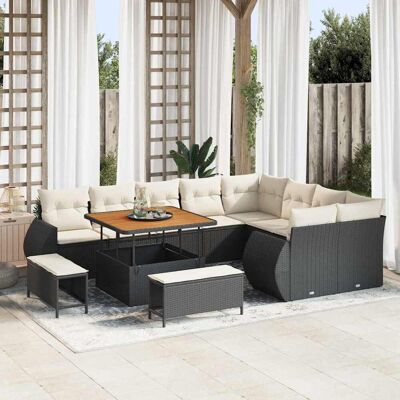 vidaXL Gartensofa-set 12 Stk. Schwarz Poly-Rattan Schwarz vidaXL Gartensofa-set 12 Stk. Schwarz Poly-Rattan Schwarz
