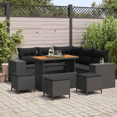 vidaXL Gartensofa-set 9 Stk. Schwarz Poly-Rattan Schwarz vidaXL Gartensofa-set 9 Stk. Schwarz Poly-Rattan Schwarz