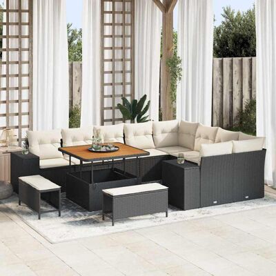 vidaXL Gartensofa-set 12 Stk. Schwarz Poly-Rattan Schwarz vidaXL Gartensofa-set 12 Stk. Schwarz Poly-Rattan Schwarz
