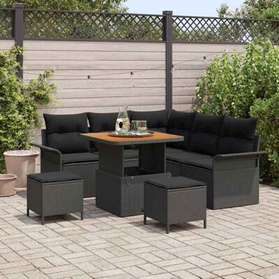 vidaXL Gartensofa-set 8 Stk. Schwarz Poly-Rattan Schwarz vidaXL Gartensofa-set 8 Stk. Schwarz Poly-Rattan Schwarz