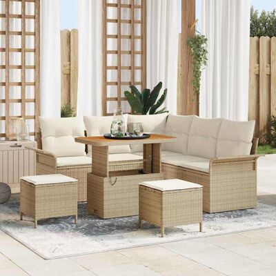 vidaXL Gartensofa-set 8 Stk. Beige Poly-Rattan Beige vidaXL Gartensofa-set 8 Stk. Beige Poly-Rattan Beige