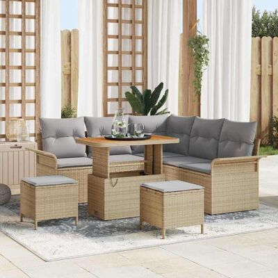 vidaXL Gartensofa-set 8 Stk. Beige Poly-Rattan Beige vidaXL Gartensofa-set 8 Stk. Beige Poly-Rattan Beige
