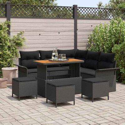 vidaXL Gartensofa-set 9 Stk. Schwarz Poly-Rattan Schwarz vidaXL Gartensofa-set 9 Stk. Schwarz Poly-Rattan Schwarz