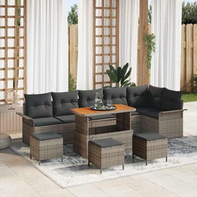 vidaXL Gartensofa-set 10 Stk. Grau Poly-Rattan Grau vidaXL Gartensofa-set 10 Stk. Grau Poly-Rattan Grau