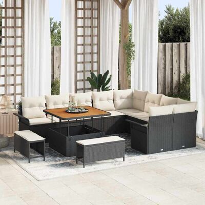 vidaXL Gartensofa-set 12 Stk. Schwarz Poly-Rattan Schwarz vidaXL Gartensofa-set 12 Stk. Schwarz Poly-Rattan Schwarz