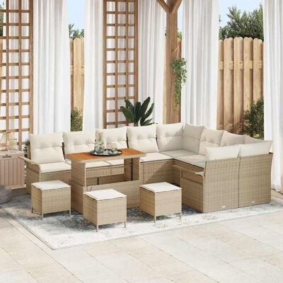vidaXL Gartensofa-set 13 Stk. Beige Poly-Rattan Beige vidaXL Gartensofa-set 13 Stk. Beige Poly-Rattan Beige
