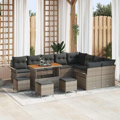 vidaXL Gartensofa-set 13 Stk. Grau Poly-Rattan Grau vidaXL Gartensofa-set 13 Stk. Grau Poly-Rattan Grau
