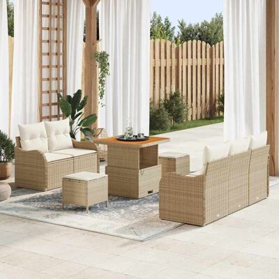 vidaXL Gartensofa-set 8 Stk. Beige Poly-Rattan Beige vidaXL Gartensofa-set 8 Stk. Beige Poly-Rattan Beige