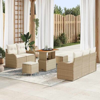 vidaXL Gartensofa-set 8 Stk. Beige Poly-Rattan Beige vidaXL Gartensofa-set 8 Stk. Beige Poly-Rattan Beige