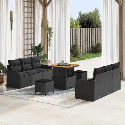 vidaXL Gartensofa-set 9 Stk. Schwarz Poly-Rattan Schwarz vidaXL Gartensofa-set 9 Stk. Schwarz Poly-Rattan Schwarz